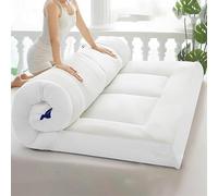Materasso futon giapponese, Futon giapponese trapuntato salvaspazio bed, tappetino da viaggio, lettino per gli ospiti, super morbido, topper per pavimento(White,King(180x200cm))