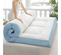 Materasso futon giapponese, Futon giapponese trapuntato salvaspazio bed, tappetino da viaggio, lettino per gli ospiti, super morbido, topper per pavimento(Blue,Twin(100x200cm))
