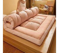 Materasso futon giapponese spesso, extra soffice, pieghevole, tatami, morbido, traspirante, arrotolabile, portatile, per soggiorno, dormitorio, ospiti, divano da campeggio (rosa, 150 x 200 cm)