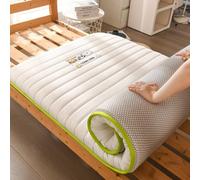 Materasso futon giapponese, spessore 5 cm, materasso tatami, pieghevole, per dormitorio, tatami, portatile, arrotolabile, da campeggio, materassino per dormire (bianco, 180 x 200 cm)