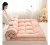 Materasso futon pieghevole per divano letto, topper per materasso da pavimento arrotolabile, rosa matrimoniale, perfetto per adulti, soluzione versatile per divano, comodo e salvaspazio