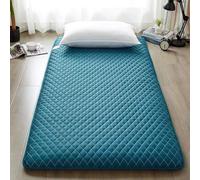 Materasso futon portatile, spesso, tappetino per dormire full size, materasso arrotolabile, blu, 100 x 200 cm, ideale per campeggio, camera degli ospiti e uso domestico.