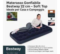Materasso Gonfiabile Bestway 22 cm - Soft Top - Ideale per Casa e Campeggio