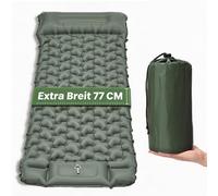 Materasso Gonfiabile da Campeggio Ultraleggero e Extra Largo (Formato XXL), Materasso Isolante con Cuscino Integrato e Pompa a Piedi, 197x80x10 cm, TPU 40D, Portatile per Esterni e Tenda (Verde