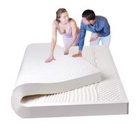 Materasso in lattice naturale, morbido materasso per massaggio del corpo, rigidità media, 10 cm, queen size (biologico certificato), coprimaterasso in memory foam, 10 cm, 150 x 200 cm