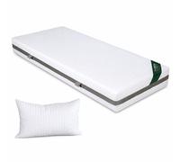 Evergreenweb - Materasso Singolo 80x195 Alto 18 cm con Cuscino in Memory Foam GRATIS Lastra in Waterfoam Ortopedico Rivestimento SFODERABILE Effetto Massaggiante per tutti Reti e Letti Singoli, SLEEPY