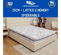 Materasso Lattice e Memory Aloe MEMO LATEX ALOE alto 25 cm sfoderabile con zip