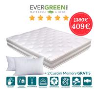 Materasso Matrimoniale con Topper Memory Foam Sfoderabile H.25 + Cuscini gratis