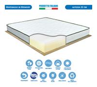 Materasso matrimoniale in memory e waterfoam 160x190 alto 22 cm antiacaro