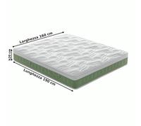 Materasso Matrimoniale IRIS in ACQUAPUR A BASE DI ACQUA dotato di fascia 3 D dimensioni 160x190x h 20 cm ipoallergenico anatomico antiacaro bianco