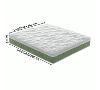 Materasso Matrimoniale IRIS in ACQUAPUR A BASE DI ACQUA dotato di fascia 3 D dimensioni 160x200x h 20 cm ipoallergenico anatomico antiacaro bianco