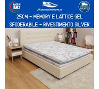 Materasso Memory e Lattice DUOS alto 25 cm rivestimento sfoderabile Aloe Arge...