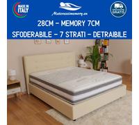 Materasso Memory Foam e Lattice Gel ALOE THERAPY LATEX alto 28 cm detraibile