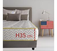 Materasso memory foam Piazza e mezzo 130X200 Cm, Materasso Americano ortopedico contro il mal di schiena ALTO 35 Cm | Materasso memory che NON SI SCALDA con imbottitura anallergica - MOD. BOSTON35