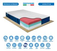 Materasso memory ginseng 120x190 multionda ioni argento sfoderabile altezza 25cm