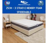 Materasso Memory MELODY alto 23 cm con rivestimento Aloe Argento Sfoderabile