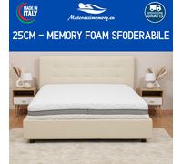 Materasso Memory MEMO 3D alto 25 cm Rivestimento sfoderabile Silver