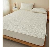 Materasso Pad soffice Copertina di Materasso Tascabile Profonda Materasso Materasso Trapuntato a Materasso protettore Letto Materasso con Tasca Profonda Fino a 6-18 Pollici (Colore: Bianco,
