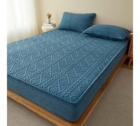 Materasso Pad soffice Copertina di Materasso Tascabile Profonda Materasso Materasso Trapuntato a Materasso protettore Letto Materasso con Tasca Profonda Fino a 6-18 Pollici (Colore: Blu, Taglia: re)