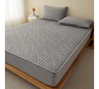 Materasso Pad soffice Copertina di Materasso Tascabile Profonda Materasso Materasso Trapuntato Materasso protettore Letto Materasso con Tasca Profonda Fino a 6-18 Pollici (Colore: Grigio, Taglia: re)