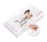 Materasso per bambini, 90 x 190 cm, con fodera lavabile, 10 cm, spessore materasso in schiuma fredda di alta qualità, per lettino per bambini, letto per bambini, prodotto in UE, peso corporeo fino a