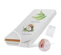 Materasso per bambini 90 x 200 cm in cocco con fodera trapuntata in aloe vera, lenzuolo con angoli, alto 10 cm, materasso per bambini Materasso per bambini 90 x 200 cm in cocco