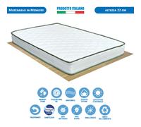 Materasso piazza e mezza in memory e waterfoam 120x190 alto 22 cm antiacaro