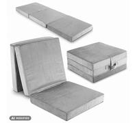 Materasso pieghevole CloudComfort Premium 70 x 195 cm, colore argento, altezza 10 cm, rivestito in tessuto da arredamento, silber grau
