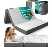 Materasso Pieghevole Doppio 140x195 cm Certificato Oeko-Tex - Materasso in Memory Foam 14 cm con Rivestimento Lavabile - Materassino per Campeggio, Pavimento, Letto Ospiti - Firmezza Media H3 e Comodo