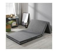 Materasso pieghevole in memory foam, portatile, da viaggio, campeggio, copertura lavabile, 150 x 200 x 10 cm, ideale per dormire a pavimento e letto per gli ospiti (grigio scuro)
