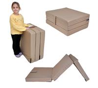 Materasso pieghevole per ospiti, materasso pieghevole, 3 pezzi, altezza 10 cm, materasso pieghevole, letto pieghevole, a cubo (beige, 180 x 65 x 10)