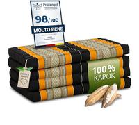 Materasso pieghevole sostenibile in kapok - 200x80x8cm - materasso per gli ospiti, materasso pieghevole per van, tappetino yoga, letto per gli ospiti, lettino per giardino e balcone (Nero/Arancione)