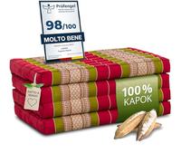 Materasso pieghevole sostenibile in kapok - 200x80x8cm - materasso per gli ospiti, materasso pieghevole per van, tappetino yoga, letto per gli ospiti, lettino per giardino e balcone (Rosso/Verde)