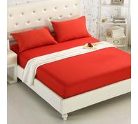 Materasso Protector Coperchio a conduttore Cover di Colore Solido Cover Materasso per Materasso Fogli da Letto Aderenti a Doppio Set di Letti, 07 in Mattoni Rosso, 137x190 cm Completo