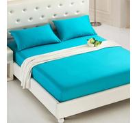 Materasso Protector Coperchio Aderente Cover di Colore Solido Cover Materasso Materasso Fheet a Letti Aderenti Coppi Set da Letto, 15 Lago Blu, 120x200 cm