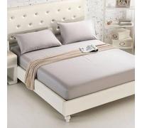 Materasso Protector Coperchio Aderente Foglio di Colore Solido Cover Materasso per Materasso Fogli da Letto Aderenti a Doppio Set di Letti, 11 Grigio Chiaro, re 193x203cm