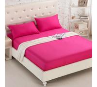 Materasso Protector Coperchio Aderente Foglio di Colore Solido Cover Materasso per Materasso Fogli da Letto Aderenti a Doppio Set da Letto, 49 Rosa Rosa, K 182x213
