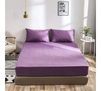 Materasso Protector Foglio di Letti Cover in Poliestere Tappetino Elastico Banda Elastica Tela e Cuscino Ottimo per lettiere per Famiglie, Viola, 153x203x35cm