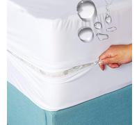 Materasso Protector Materasso Incordata Foglio a Monte Coperchio di Tasca Extra Profonda a 6 Fogli avanzati a 6 Lati Traspiranti, Bianco, 90x200x30cm