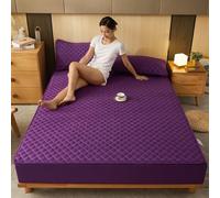 Materasso Protettivo Cotone trapuntato Materasso Materasso spesso agisce come Un Foglio Una Coperta da letto adatta, Viola, Regina 60x80 Pollici