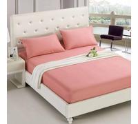 Materasso protettore Aderente Copertura Foglio di Colore Solido Cover Materasso Spazzolato Fogli da Letto Aderenti a Doppio Set di Letti, 06 Rosa, 200x220cm
