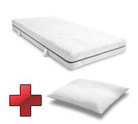Materasso viscoelastico a 7 zone Sleezzz Smart 90 x 200 cm, altezza 18 cm, livello di rigidità H3 con schiuma a memoria d'aria + cuscino in microfibra CloudComfort Basic 80 x 80 cm