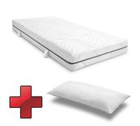 Materasso viscoelastico a 7 zone Sleezzz Smart 90 x 200 cm, altezza 18 cm, livello di rigidità H3 con schiuma Air Memory + cuscino in microfibra CloudComfort Basic 40 x 80 cm