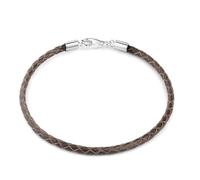 MATERIA, bracciale unisex in pelle, di colore marrone, con moschettone in argento 925, di lunghezza dai 18 ai 22 cm, #A56 e Argento, colore: marrone, cod. #A56