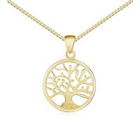 MATERIA by Matthias, ciondolo a forma di albero della vita, in argento 925, placcato oro, diametro 22 mm, a scelta con catena da 45 - 60 cm, KA-20, Argento sterling