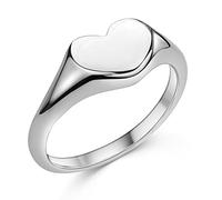 MATERIA by Matthias Wagner Anello con sigillo a forma di cuore, da donna, in argento 925 rodiato, Argento sterling