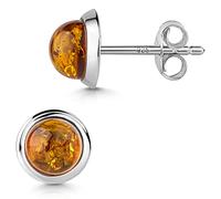 MATERIA by Matthias Wagner Bernstein SO-500_SO-501 - Orecchini rotondi in argento sterling 925, colore: Arancione, Ambra Argento sterling