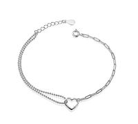 MATERIA by Matthias Wagner Bracciale a forma di cuore, in argento 925, da donna, con sfere SA-6, Argento
