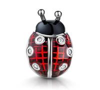 MATERIA by Matthias Wagner Charm a forma di coccinella, rosso, nero, in argento 925, con zirconi bianchi, 55