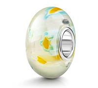 MATERIA by Matthias Wagner Charm in vetro con fiori in argento 925, ciondolo per bracciale da donna 487